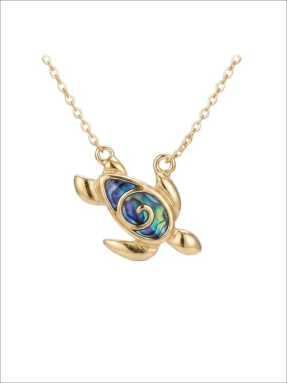 18K Gold Plated 925 Sterling Silver Turtle Pendant Necklace with Abalone Shell